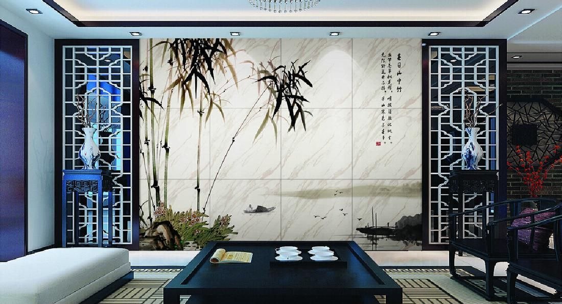 中式硅藻泥电视背景墙彰显出朴素·典雅的气息
