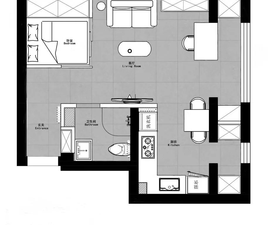 硅藻泥装修案例效果图：简单又高级的38㎡单身公寓