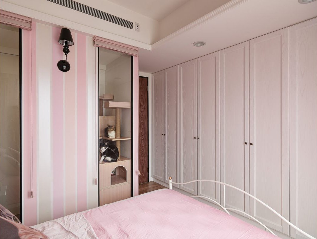 浪漫零距离 时尚女生房间粉色硅藻泥图片